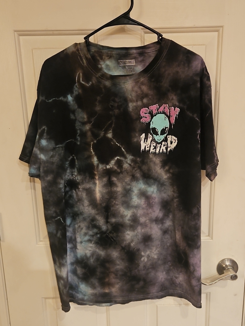 Stay Weird Tie-Dye Graphic Tee - Black/Purple